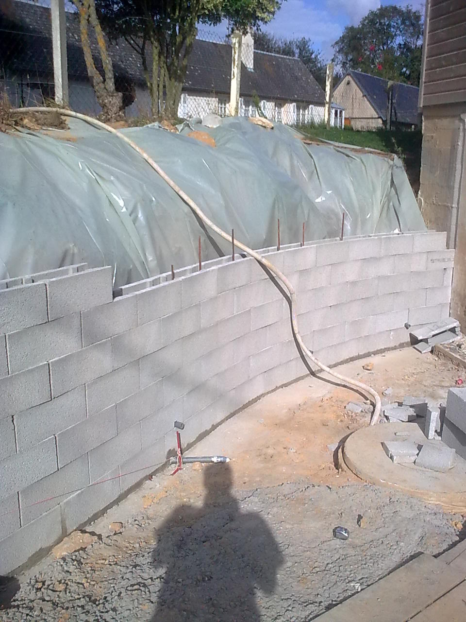 cration mur de soutnement, elevation bloc  bancher